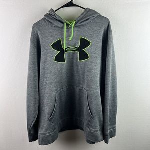 Under Armour Mens Hoodie XL Gray Green Sweatshirt Long Sleeve Logo Loose